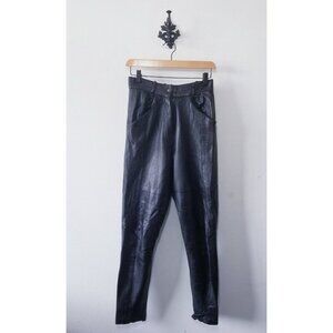 Vintage Diane Freis Leather High Waisted Pants Size M Black